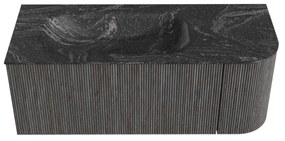 Mondiaz Kurve-dlux 115cm badmeubel ronding rechts shadow met 1 lade en deur en wastafel big small links zonder kraangat lava