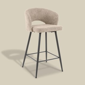 Barstoel Met Ronde Rug Boucle Zandkleur
