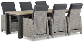 Tuinset 6 personen 230 cm Wicker Grijs Garden Collections Bello/Veneto