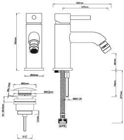 Mueller Round bidetmengkraan + clickwaste chroom