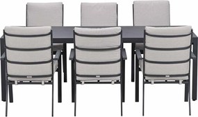 Garden Impressions Senja tuinset 7-delig desert sand - Kasper tuintafel 220x93 cm