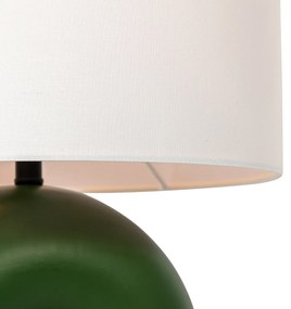 Scandinavische tafellamp groen met linnen kap wit - Lotti Design, Modern E27 Binnenverlichting Lamp