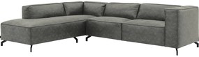 Goossens Bank Calvin grijs, micro leer, 3-zits, modern design met ligelement links