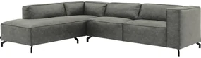 Goossens Bank Calvin grijs, micro leer, 3-zits, modern design met ligelement links