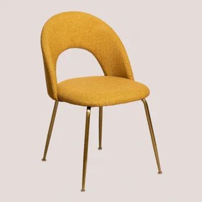 Set Van 2 Gestoffeerde Eetkamerstoelen Glorys Goud & Stof Mosterd & Tela - Sklum