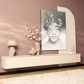 Starfurn Madison Sand Beige Tv-meubel Hangend Ribbels 280 Cm - 280x35x30cm.