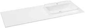 Sapho Brahea wastafel 140x50cm solid surface wit mat met smalle rand en kraangat rechts