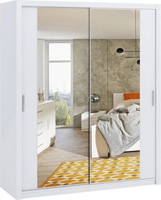 Kledingkast Catromi 119, Wit, 215x180x62cm, 166 kg, Kledingkast deuren: Schuivend, Aantal planken: 5, Aantal planken: 5