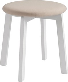 Mazzoni ZOI Beige (stof Storm 06)/wit beuken onderstel - RONDE GESTOFFEERDE KRUK VOOR KEUKEN/WOONKAMER