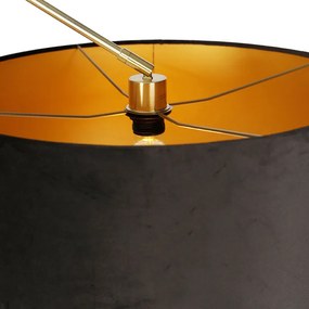 Stoffen Moderne vloerlamp goud velours kap zwart 50 cm - Editor Modern E27 Binnenverlichting Lamp