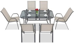 Dining tuinset Modena lichtgrijs voor 6 personen Garden Point