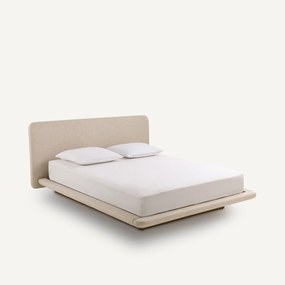 Platform bed in essenhout en getextureerde stof, Slice