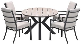 Garden Impressions Senja tuinset 5-delig desert sand - Tulli tuintafel 180x115 cm - light teak vironwood