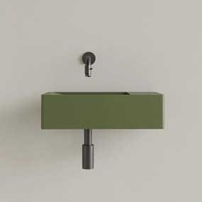Sanigoods Luko fontein 40x22cm rechts zonder kraangat olijfgroen