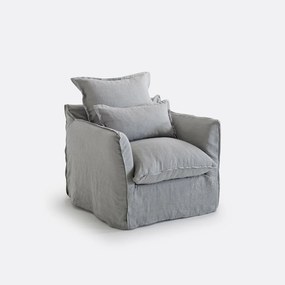 Fauteuil, afneembare hoezen, in gekreukt linnen, Odna