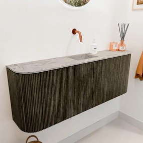 Mondiaz Joya DLux 115cm toiletmeubel ronding links/rechts shadow met wastafel faye midden zonder kraangat glace