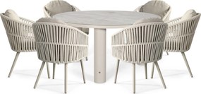 Tuinset Ronde Tuintafel 6 personen 150 cm Rope Zand/Beige Santika Furniture Santika