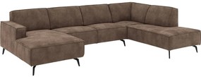 Goossens Hoekbank Hercules bruin, microvezel, 2-zits, modern design met ligelement rechts