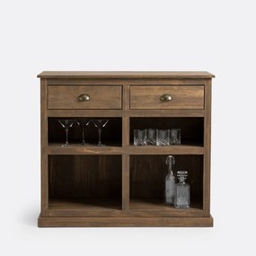Bar met 2 lades, massief grenen en MDF, Lunja