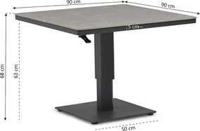 Tuintafel   90 x 90 cm  Grijs   Tivano in hoogte verstelbare