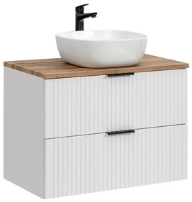 Comad Adele White badkamermeubel 80cm wit mat met waskom en toppaneel eiken