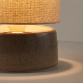 Tafellamp van keramiek en linnen, hoogte 25 cm, Amaga