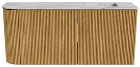 Mondiaz Joya DLux 90cm toiletmeubel ronding links oak met wastafel faye rechts zonder kraangat glace