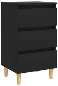 vidaXL Nachtkastje met massief houten poten 40x35x69 cm zwart