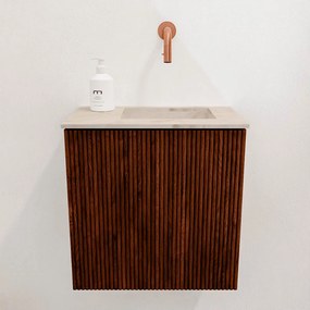 Mondiaz Joya DLux 40cm toiletmeubel ruby met wastafel faye rechts zonder kraangat frappe