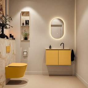 Mondiaz Ture DLux toiletmeubel 80cm ocher met wastafel frappe midden met kraangat