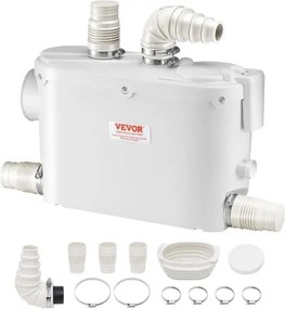 VEVOR afvalwaterpompstation 500W, 6600 l/u debiet, 8 m opvoerhoogte, afvalwaterpomp 2900 tpm met 3 waterinlaten voor kelder, keuken, gootsteen, douche, bad, afvoer van afvalwater in de wasmachine en vaatwasser.