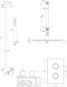 Brauer Black Edition complete inbouw regendouche met staafhanddouche, plafondarm, glijstang en hoofddouche 30cm set 42 zwart mat