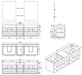 Saniclear Ophelia dubbel Badkamermeubel 150cm 2 kraangaten beton
