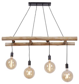 QAZQA Eettafel / Eetkamer Landelijk hanglamp hout 4-lichts - Scala Landelijk Binnenverlichting Lamp