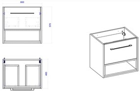 Comad Borneo Cosmos 820 FSC onderkast 60cm eiken/grijs