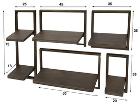 Wandschap Set Brons Metaal - 115x18x75cm.