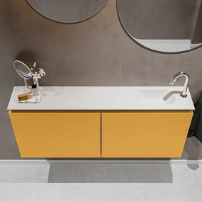 Mondiaz Ture 120cm toiletmeubel ocher met wastafel talc rechts 1 kraangat