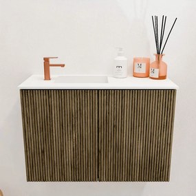 Mondiaz Joya 60cm toiletmeubel dusk met wastafel faye links 1 kraangat talc