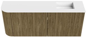 Mondiaz Joya 100cm toiletmeubel ronding links dusk met wastafel faye rechts 1 kraangat talc