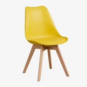 Set Van 4 Scandinavische Eetkamerstoelen Geel – Curry - Sklum