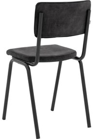 Goossens Eetkamerstoel Chaplin grijs velvet stof leuning, urban industrieel