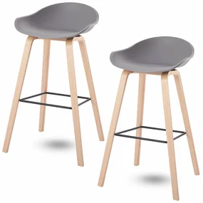 House of Rebels Barkruk - Romeo - 73 cm - Grijs - Hout - Set van 2 - House of Rebels