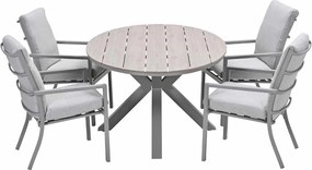 Garden Impressions Senja tuinset 5-delig valley sand - Tulli tuintafel 180x115 cm - light teak vironwood