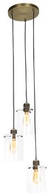 Scandinavische hanglamp brons met glas 3-lichts - Dome Modern E27 Scandinavisch Binnenverlichting Lamp