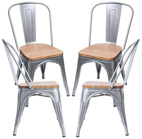 Pakket 4 Stoelen Torix Natuurlijk Hout