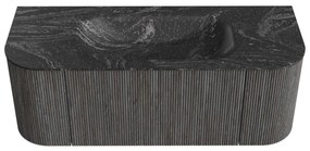 Mondiaz Kurve-dlux 120cm badmeubel ronding links/rechts shadow met 1 lade en 2 deuren en wastafel big small midden zonder kraangat lava