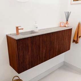 Mondiaz Joya DLux 110cm toiletmeubel ronding rechts ruby met wastafel faye links 1 kraangat glace