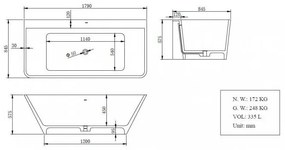 Mueller back to wall solid surface ligbad mat wit