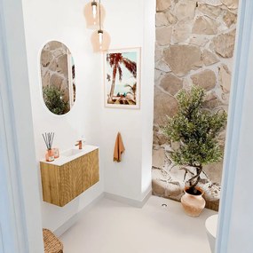 Mondiaz Joya 60cm toiletmeubel oak met wastafel faye midden 1 kraangat talc