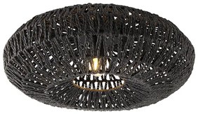 Retro plafondlamp zwart touw 50cm - Lina